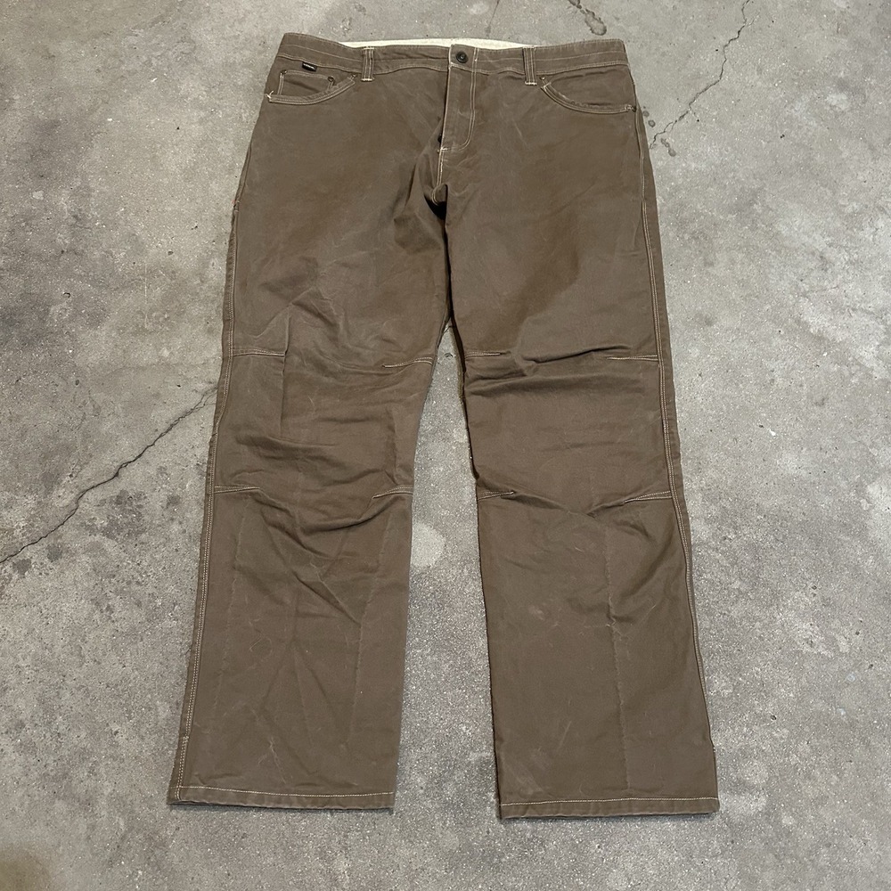 Kuhl Rydr Brown Canvas Pants Vintage Patina Dye Mens‎ Size 40x32 Outdoor Hiking